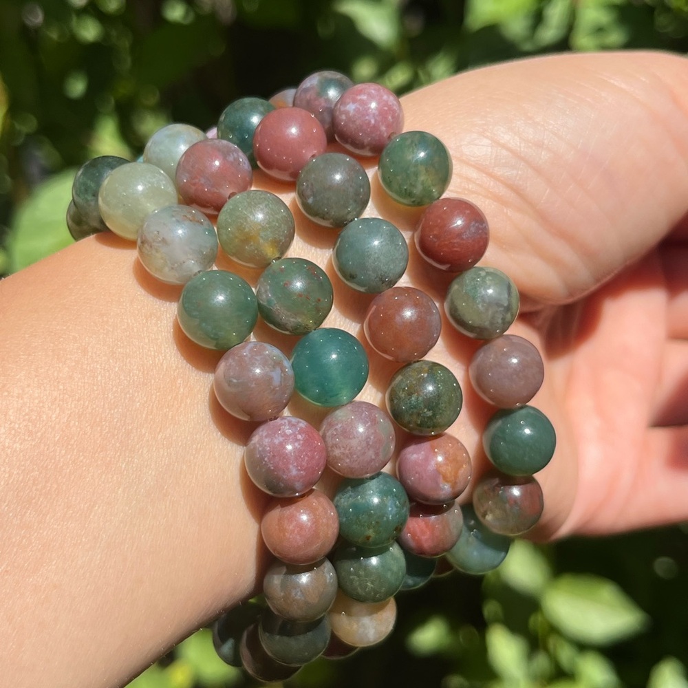 10mm‎ stretchable rainbow moss agate bracelet